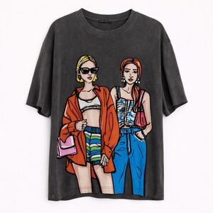 Zara Grey Graphic Print Women's Tee